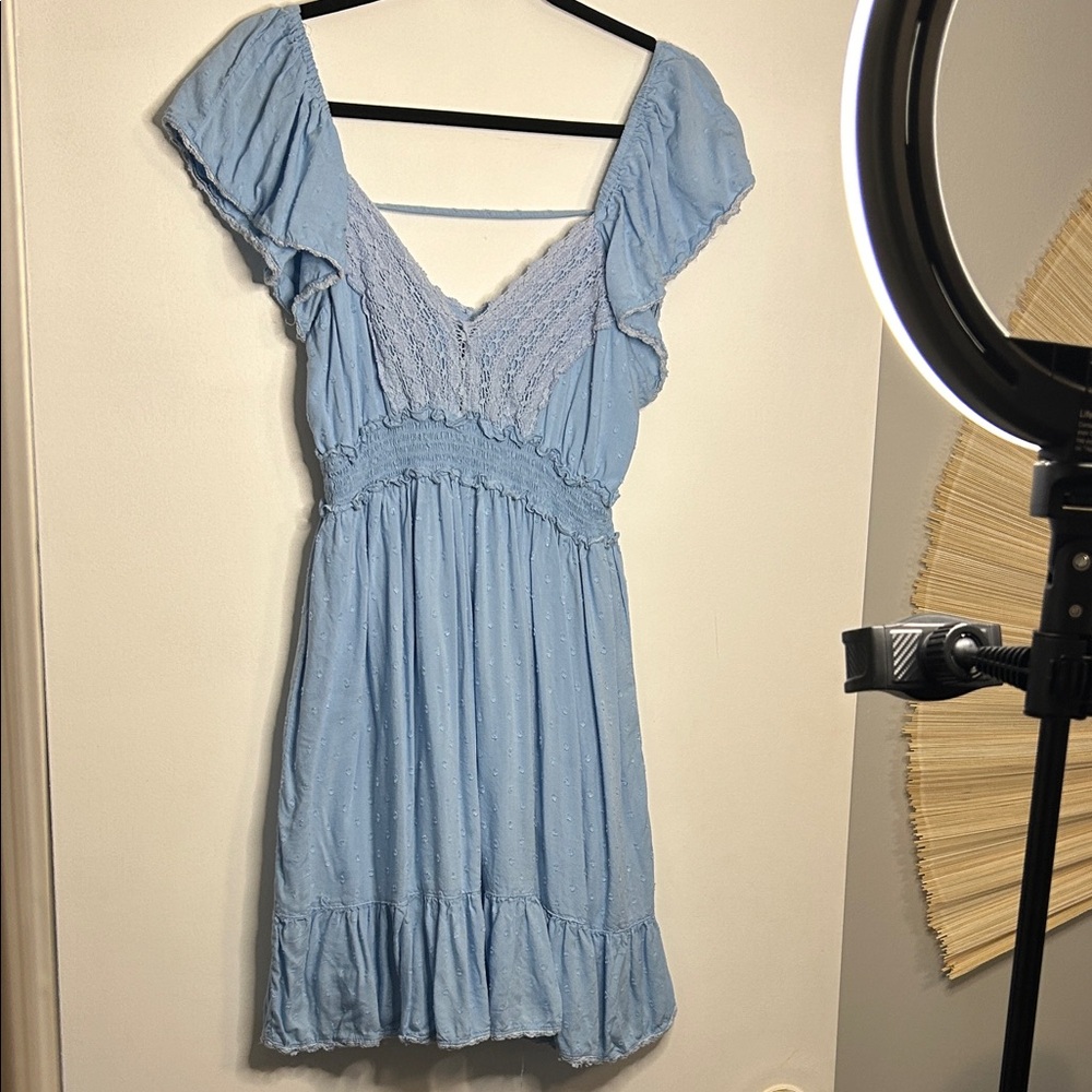 Angie Sky Blue Ruffled Mini Dress